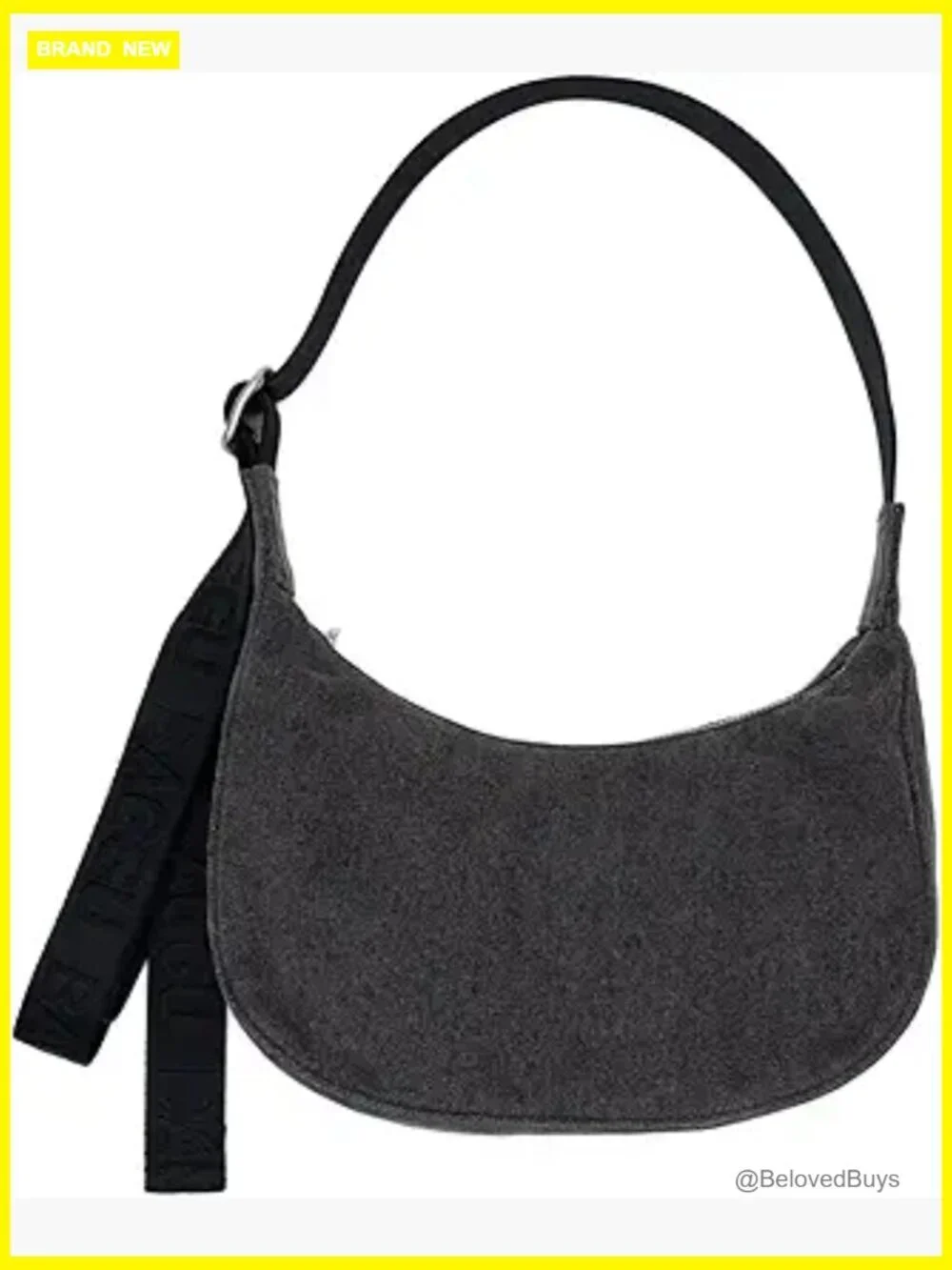 Small Crescent Crossbody Bag Denim Cotton Hobo Bag Zip Pocket
